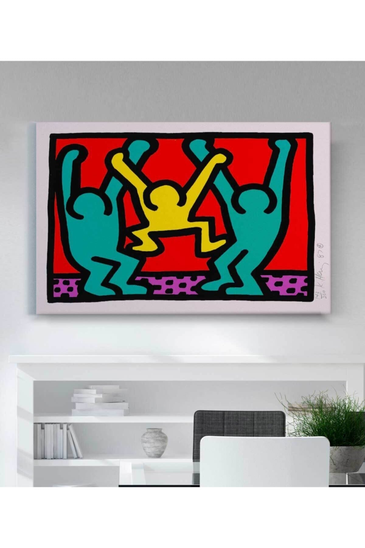 Keith Haring Mutlu Aile Kanvas Tablo