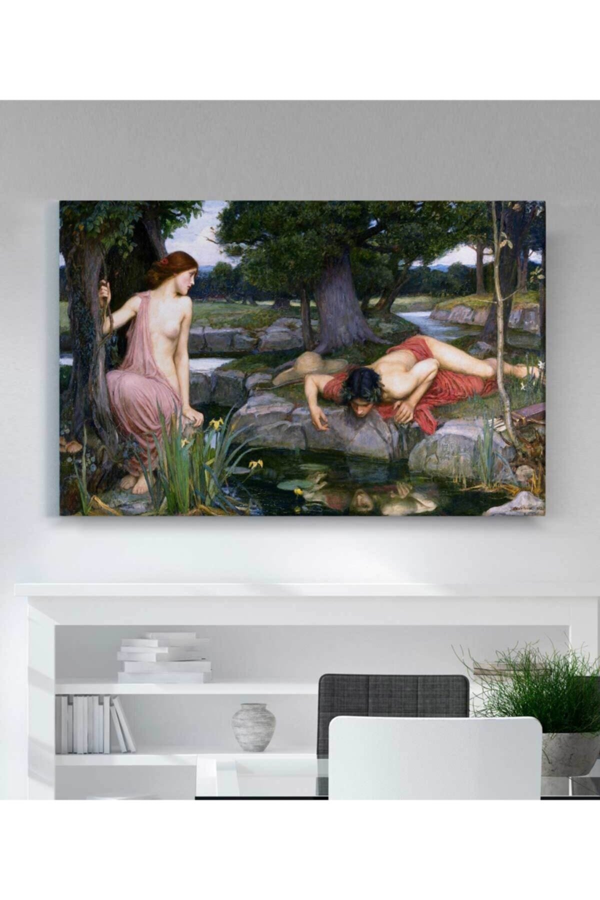 John William Waterhouse Echo Ve Narcissus Kanvas Tablo