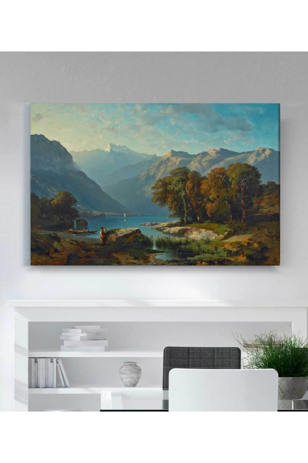 Alexandre Calame Geneva Gölüne Bakış Kanvas Tablo