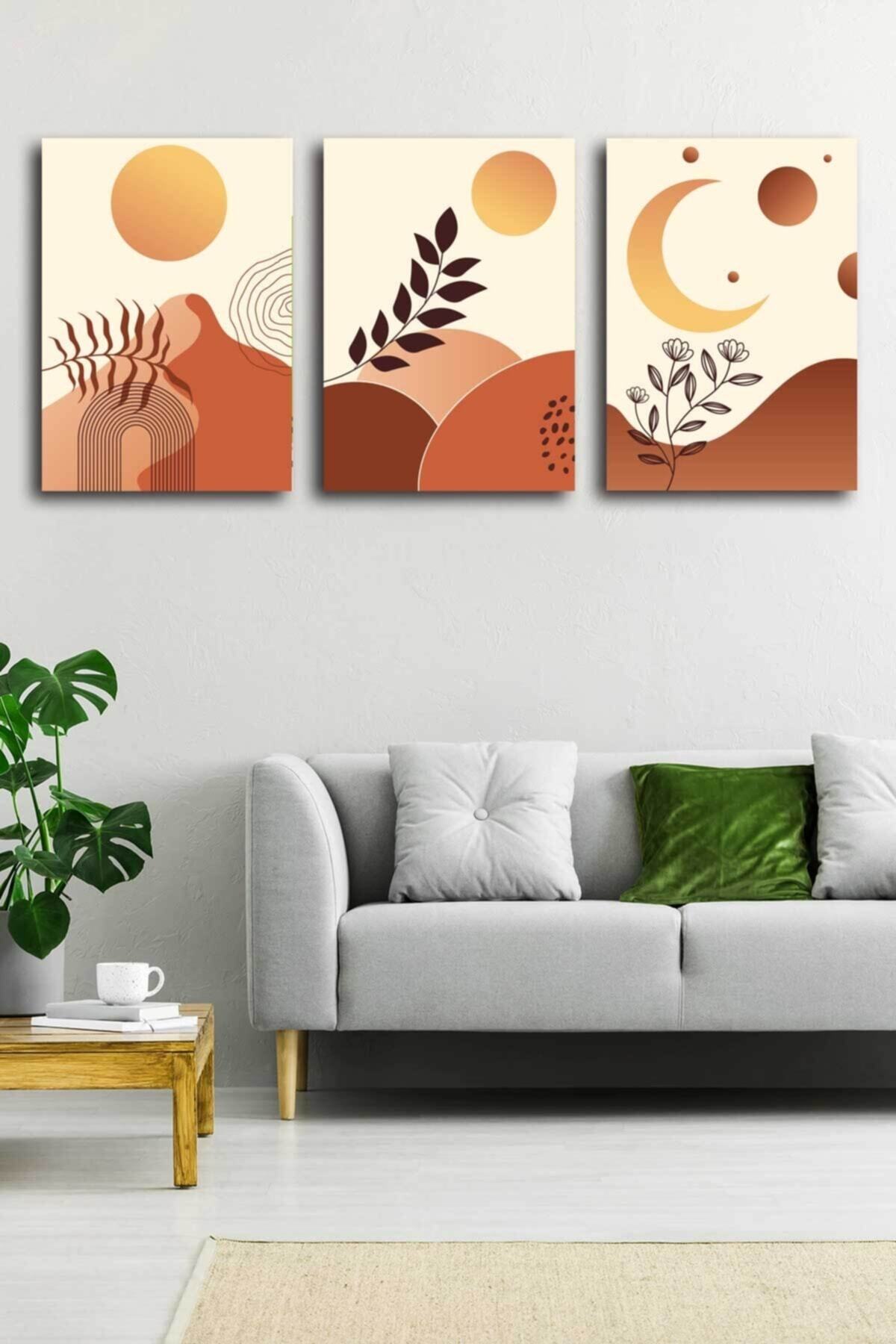 Soyut Modern Minimal Kanvas Tablosu 3'lü Canvas Tablo Seti Ev, Oturma Odası Yatak Odası