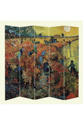 Vincent Van Gogh Red Vineyards 5 Kanatlı Oda Bölücü Çift Taraflı Kanvas Paravan