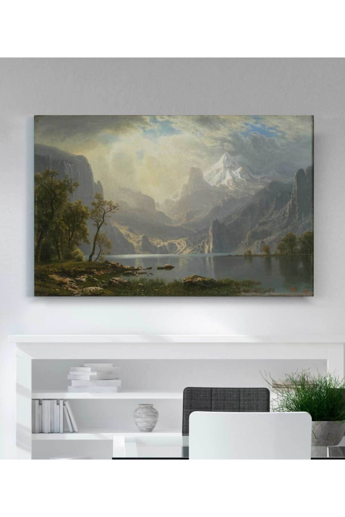 Albert Bierstadt Taho Gölü Kıyısında Dağlar Kanvas Tablo