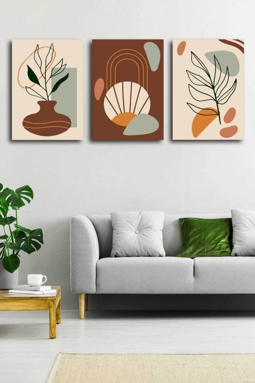 Soyut Modern Minimal Kanvas Tablosu 3'lü Canvas Tablo Seti Ev, Oturma Odası Yatak Odası