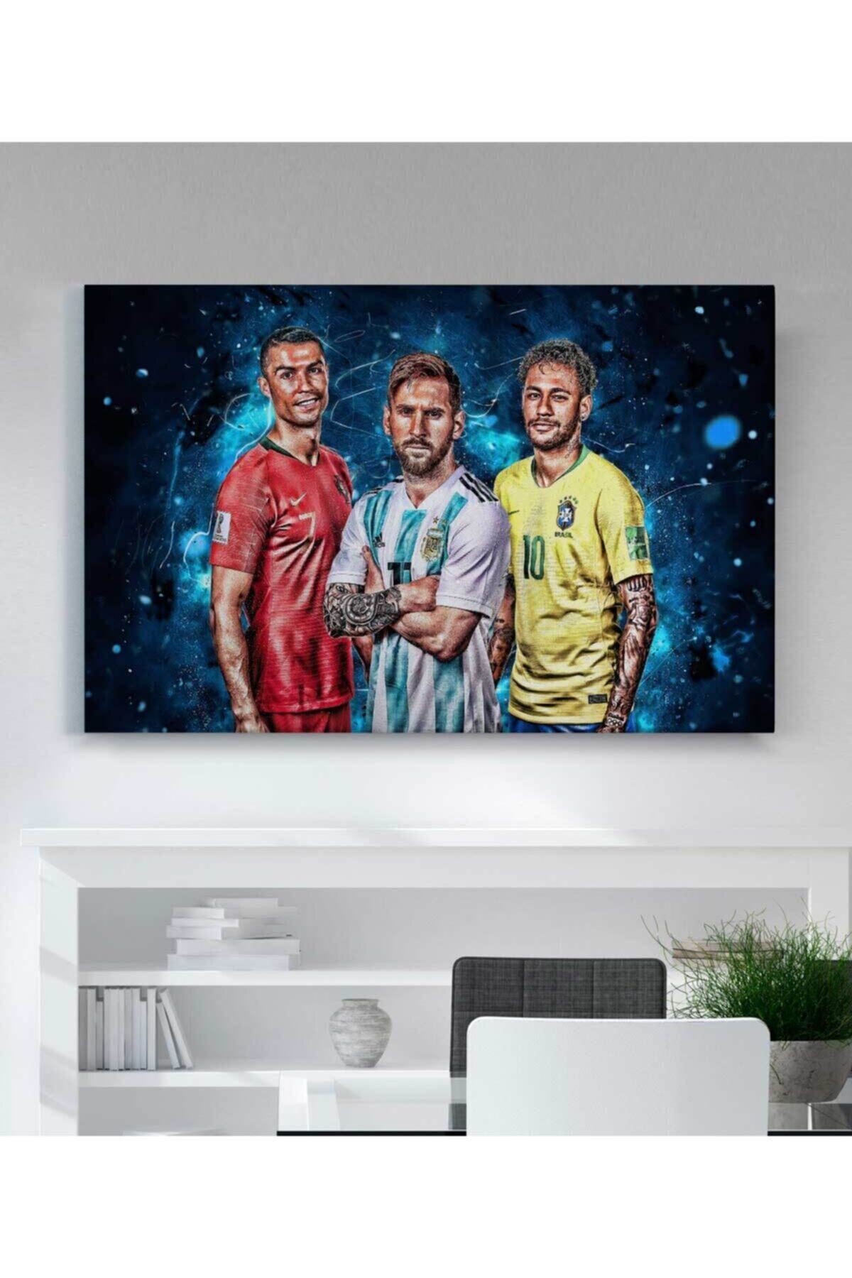 Modern Futbol Yıldızı Ronaldo Messi Neymar Kanvas Tablo