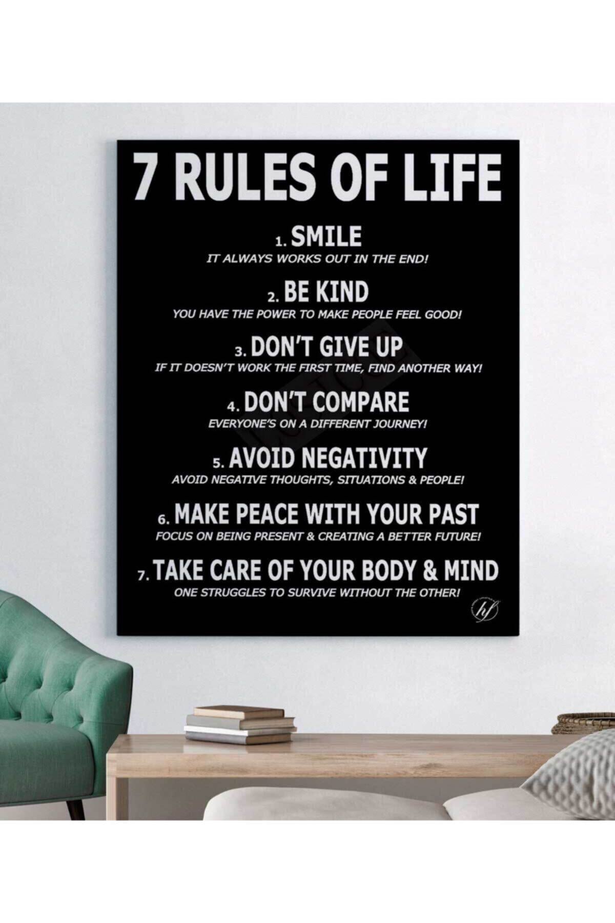 Hayatın 7 Kuralı Motivasyon Kanvas Tablo