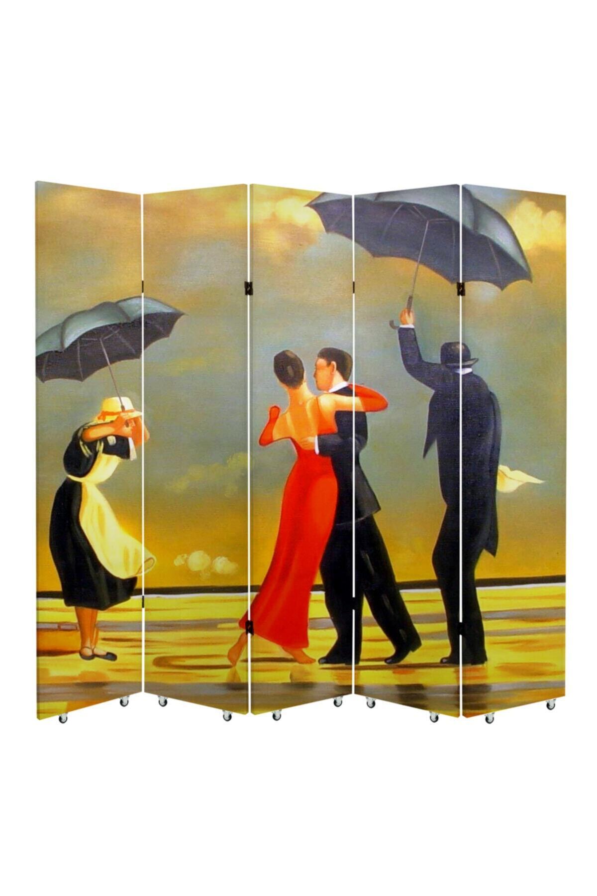 Jack Vettriano 5 Kanatlı Oda Bölücü Çift Taraflı Kanvas Paravan