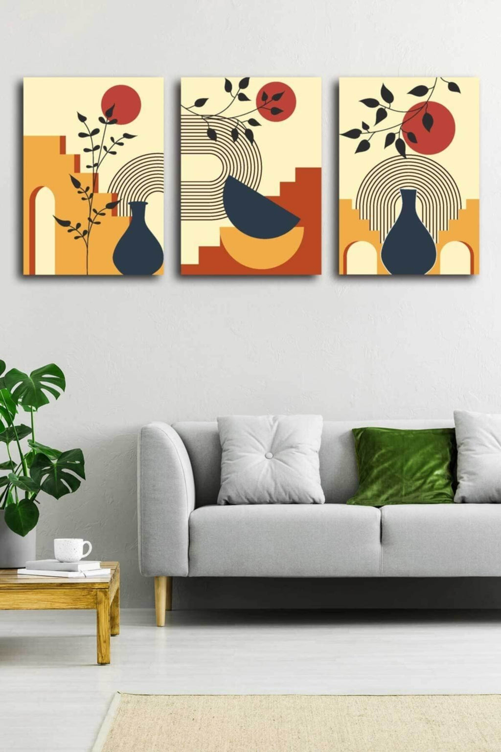 Soyut Modern Minimal Kanvas Tablosu 3'lü Canvas Tablo Seti Ev, Oturma Odası Yatak Odası