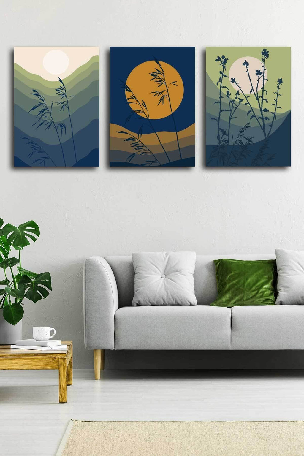Soyut Modern Minimal Kanvas Tablosu 3'lü Canvas Tablo Seti Ev, Oturma Odası Yatak Odası