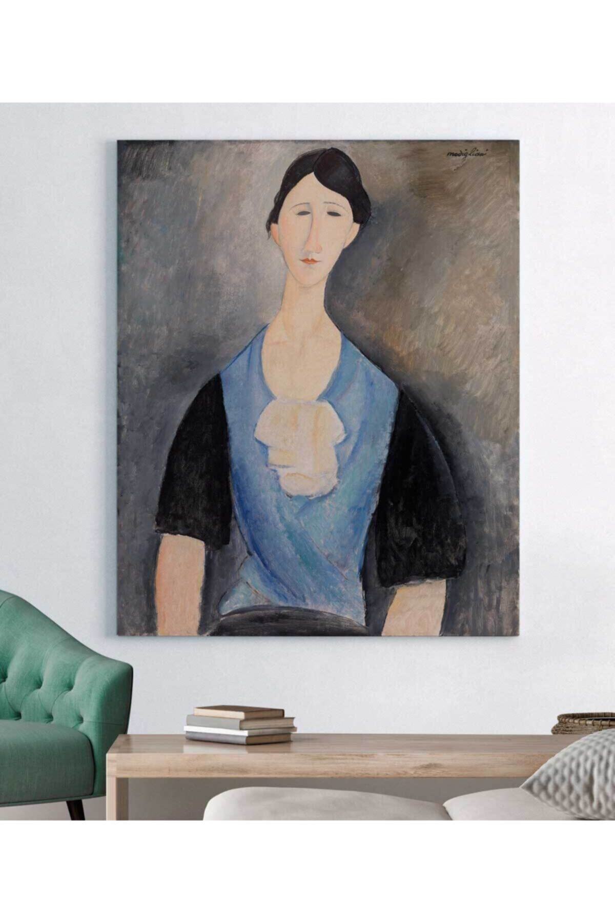 Amadeo Modigliani Mavili Genç Kadın Kanvas Tablo