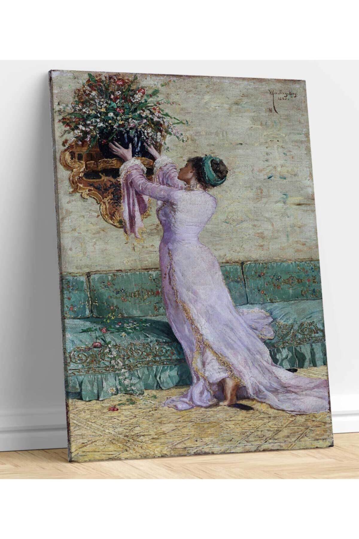 Osman Hamdi Bey - Vazo Yerleştiren Kız Tablo - 100cm x 70cm