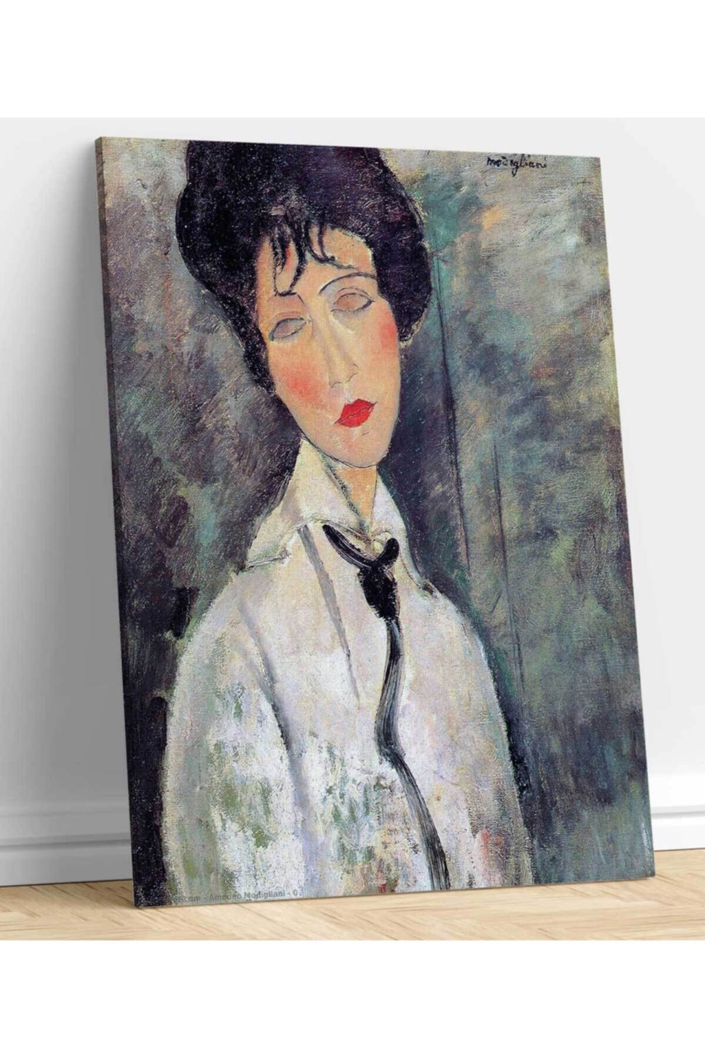 Amadeo Modigliani Siyah Kravatlı Kadın Kanvas Tablo