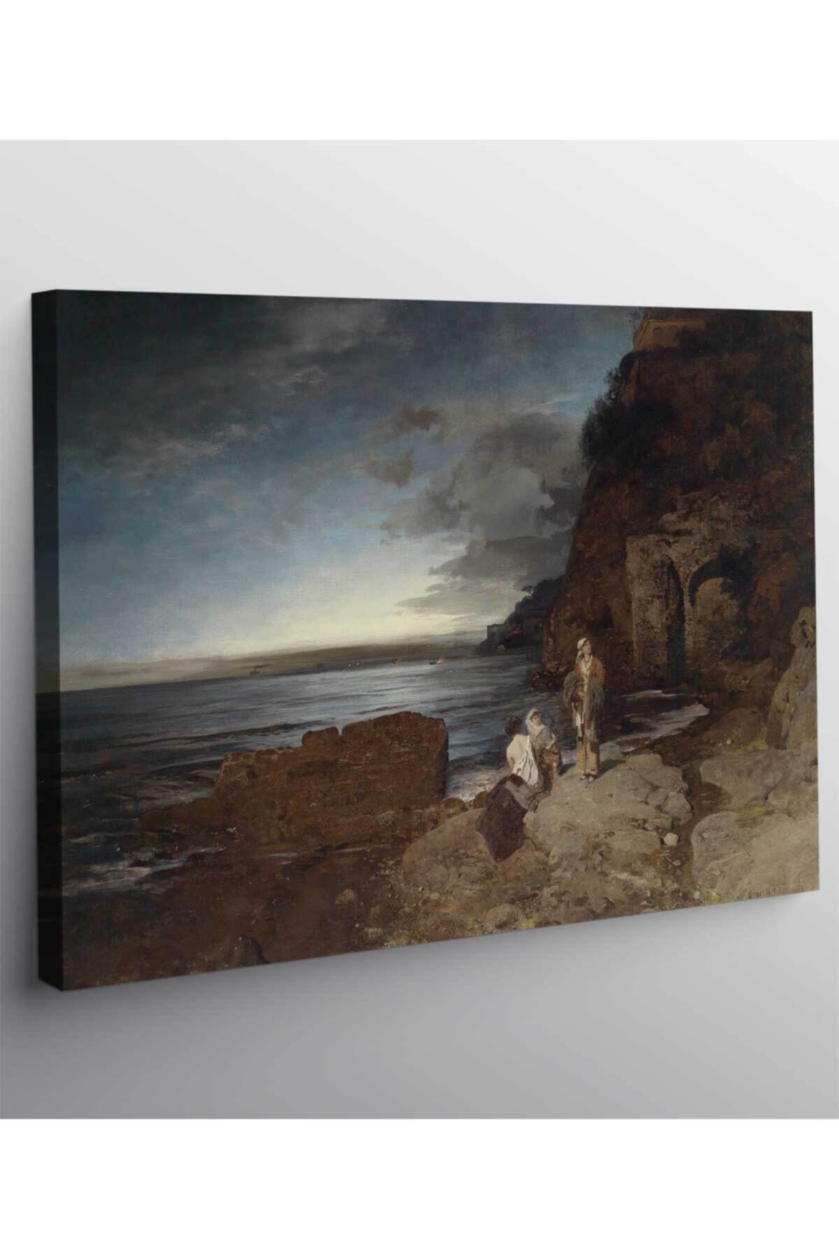 Oswald Achenbach Sahilde Akşam Kanvas Tablo