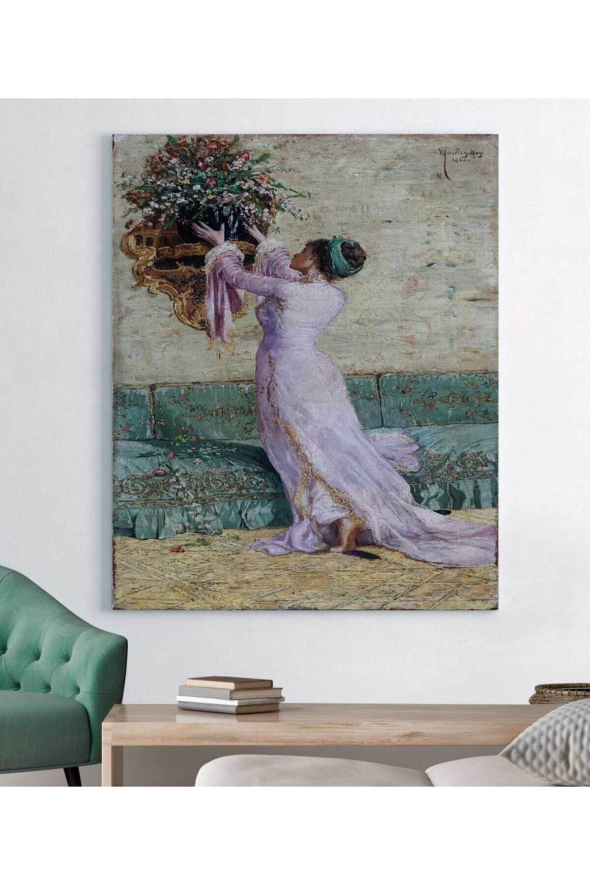 Osman Hamdi Bey - Vazo Yerleştiren Kız Tablo - 100cm x 70cm
