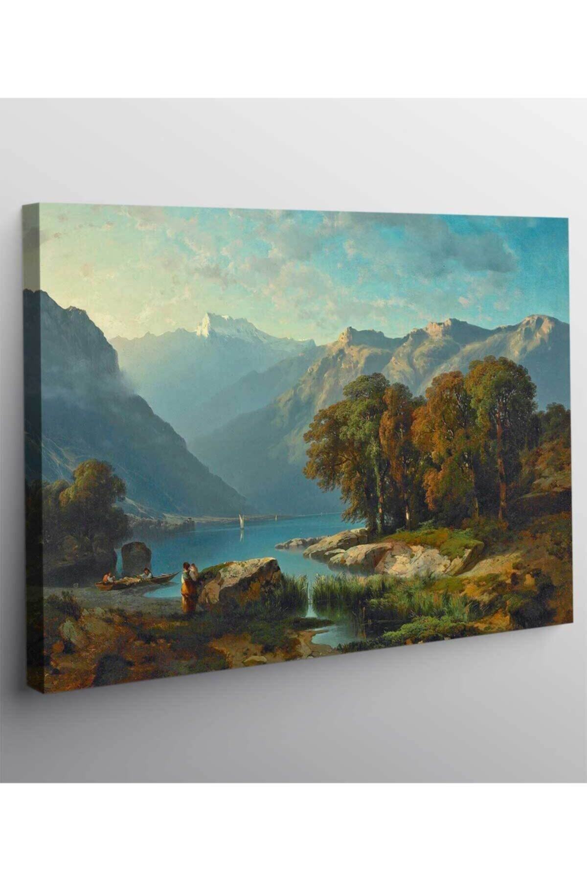 Alexandre Calame Geneva Gölüne Bakış Kanvas Tablo
