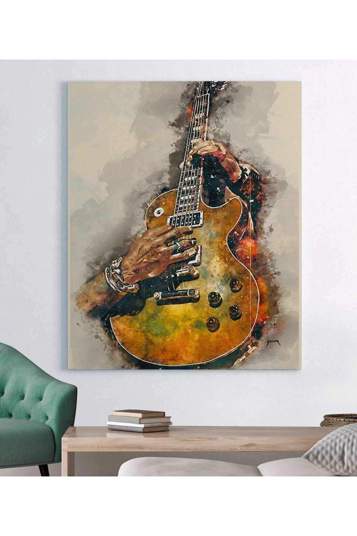 Elektro Gitarlı Kanvas Tablo